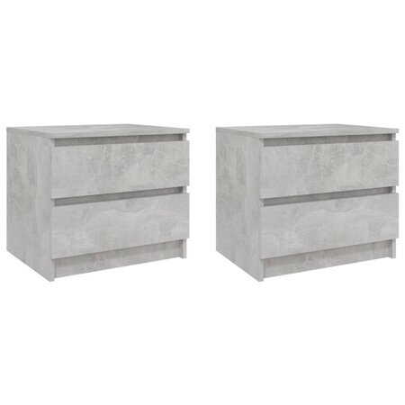 vidaXL Tables de chevet 2 Pièces Gris béton 50x39x43 5 cm Aggloméré