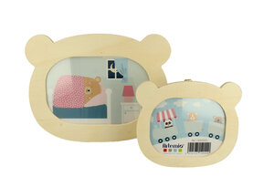 Cadres en bois Ours Naissance 2 pièces assorties