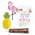 Kit anniversaire Tropical décors azyme + boules alvéolées + 1 Stylo chocolat