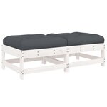 vidaXL Repose-pieds de jardin coussins 2 Pièces blanc bois de pin massif