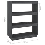 vidaXL Bibliothèque/Séparateur de pièce Gris 80x35x103 cm Pin massif