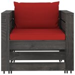 vidaXL Salon de jardin 6 Pièces avec coussins Bois imprégné de gris