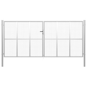 vidaXL Porte de jardin Acier galvanisé 415x250 cm Argenté