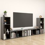 vidaXL Meubles TV 4 Pièces Gris brillant 107x35x37 cm Aggloméré