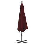 vidaXL Parasol déporté avec mât en acier 300 cm Rouge bordeaux