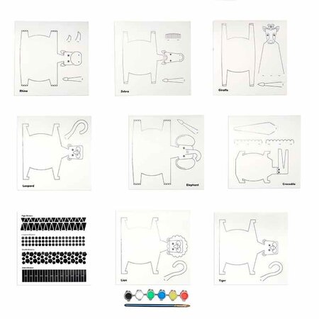 Animaux en 3D à découper et décorer - thème Safari