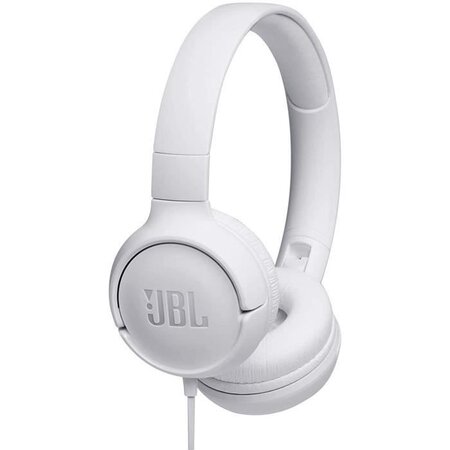 JBL T500WHT Casque Filaire - Câble plat anti-noeuds