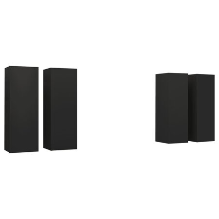 vidaXL Meubles TV 4 Pièces Noir 30 5x30x90 cm Aggloméré