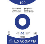 Paquet 100 Fiches Sous Film - Bristol Uni Non Perforé - 210x297mm - Blanc - X 10 - Exacompta