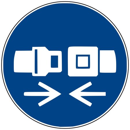 Autocollant vinyl - signalisation obligation. Attacher la ceinture de sécurité - diamètre de 200 mm uttscheid