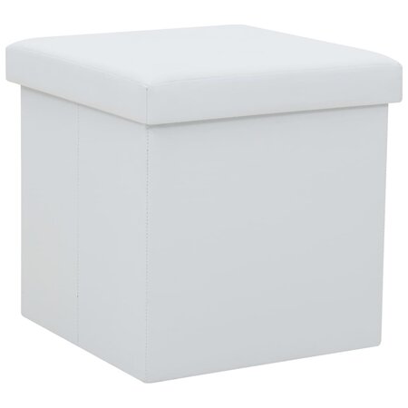 vidaXL Tabouret de rangement pliable Blanc Similicuir