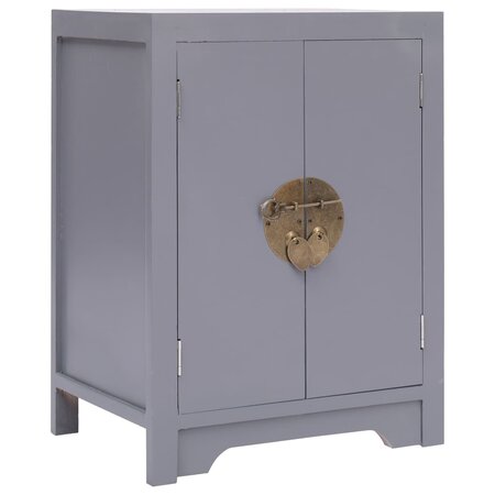 vidaXL Table de chevet Gris 38x28x52 cm Bois de Paulownia