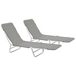 vidaXL Chaises longues pliables 2 Pièces Acier et tissu Gris