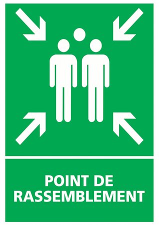Autocollant vinyl - panneau point de rassemblement - évacuation - l.210 x h.150 mm uttscheid