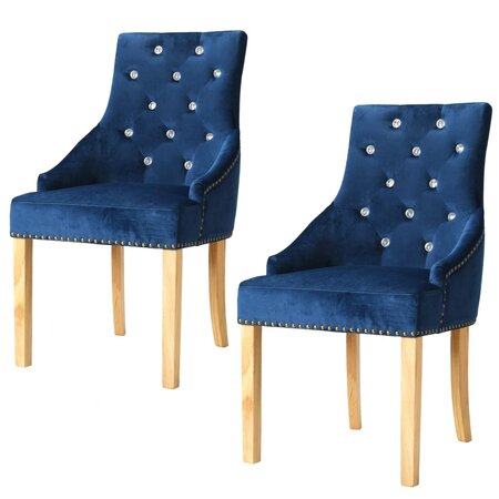 vidaXL Chaises à manger lot de 2 bleu chêne massif et velours