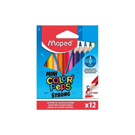 Maped Crayons de couleur COLOR'PEPS STRONG MINI, étui de 12