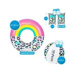 Brassards de natation 3-6 ans + bouée gonflable ø120cm + ballon gonflable ø28cm - pack jeunesse leopard