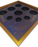 Wooden case storage box great greek mythology display tablet silver monnaies holder