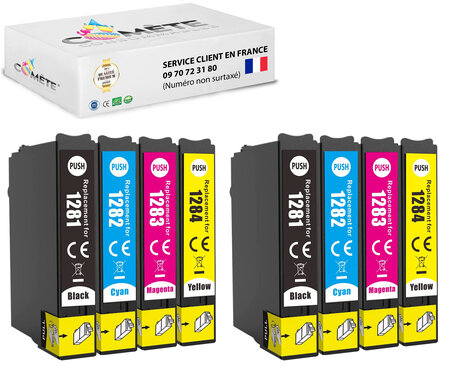 8 cartouche d'encre compatibles avec epson t128xl b2c2m2y2
