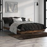 vidaXL Cadre de lit chêne fumé 120x190 cm bois d'ingénierie