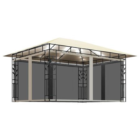 vidaXL Tonnelle avec moustiquaire et lumières LED 4x3x2 73 m Crème