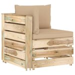 vidaXL Salon de jardin 9 Pièces avec coussins Bois imprégné de vert