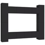 vidaXL Ensemble de meubles TV 8 Pièces Noir Aggloméré