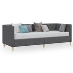 vidaXL Lit avec matelas et éclairage USB Gris foncé Tissu 90x200 cm