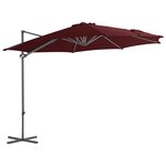 vidaXL Parasol déporté avec mât en acier Rouge bordeaux 300 cm
