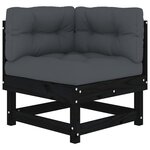 vidaXL Salon de jardin 8 Pièces avec coussins noir bois massif