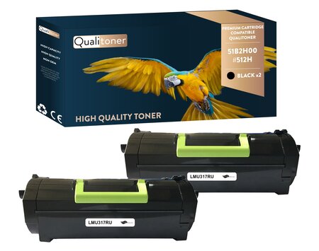 Qualitoner lot de x2 toners 51b2h00 #512h noir compatible pour lexmark