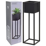 H&S Collection Pot de fleurs sur pied Métal Noir 70 cm