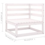 vidaXL Salon de jardin 7 Pièces avec coussins Blanc Bois de pin massif