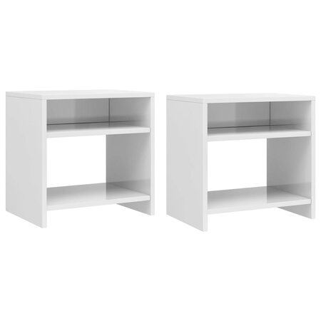 vidaXL 2 Pièces Tables de chevet Blanc brillant 40 x 30 x 40 cm Aggloméré
