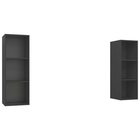 vidaXL Meubles TV muraux 2 Pièces Gris Aggloméré