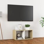 vidaXL Meuble TV Blanc et chêne sonoma 72x35x36 5 cm Aggloméré