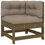 vidaXL Salon de jardin 6 Pièces avec coussins marron miel bois massif