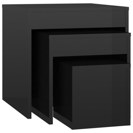 vidaXL Tables gigognes 3 Pièces Noir brillant Aggloméré