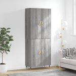 vidaXL Buffet haut Sonoma gris 69 5x34x180 cm Bois d'ingénierie