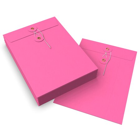 Lot de 20 enveloppes rose à rondelle et ficelle 229x162