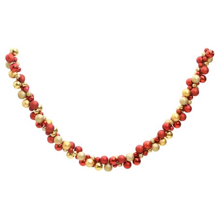 vidaXL Guirlande de Noël avec boules rouge et doré 175 cm polystyrène