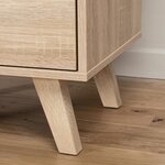 Commode 3 tiroirs scandinave - Décor chene sonoma - Pieds en massif - L 80 cm - VANKKA