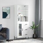 vidaXL Buffet haut Blanc brillant 69 5x34x180 cm Bois d'ingénierie