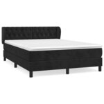 vidaXL Lit à sommier tapissier avec matelas Noir 140x190 cm Velours
