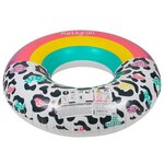 Bouée gonflable ronde xxl pour piscine & plage ultra confort  flotteur deluxe - arc-en-ciel et léopard ø120cm