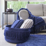 Coussin en coton tricoté bleu Alaska 30 x 50 cm