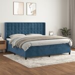 vidaXL Lit à sommier tapissier et matelas Bleu foncé 200x200cm Velours