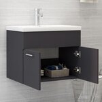 vidaXL Armoire d'évier avec lavabo intégré Gris Aggloméré