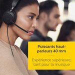 Jabra evolve2 40 casque pc mono ecouteurs certifié uc à réduction du bruit avec technologie d`appel à 3 microphones - câble usb-
