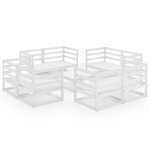vidaXL Salon de jardin 9 Pièces Blanc Bois de pin massif
